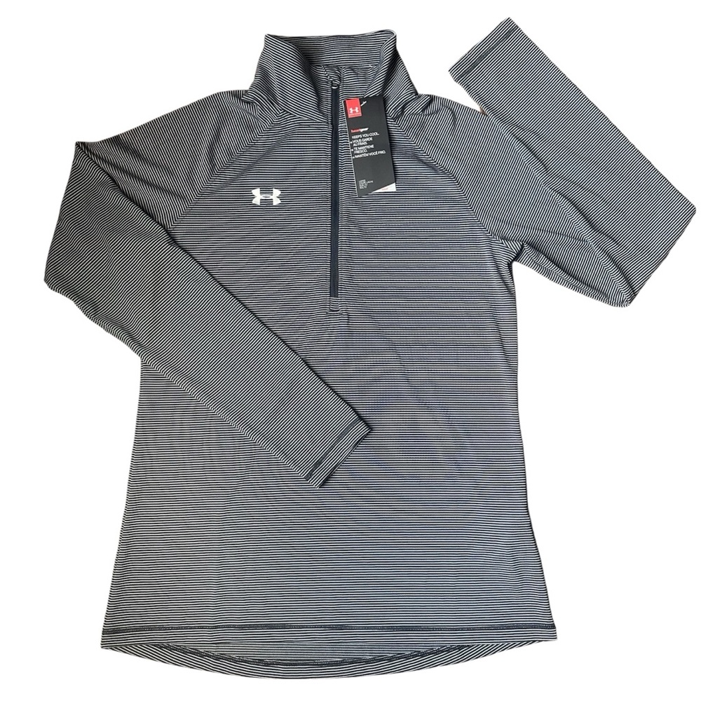 Under Armour Black and White Striped Quarter Zip long sleeve pullover Size XS